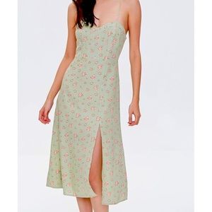 Green floral dress with slit